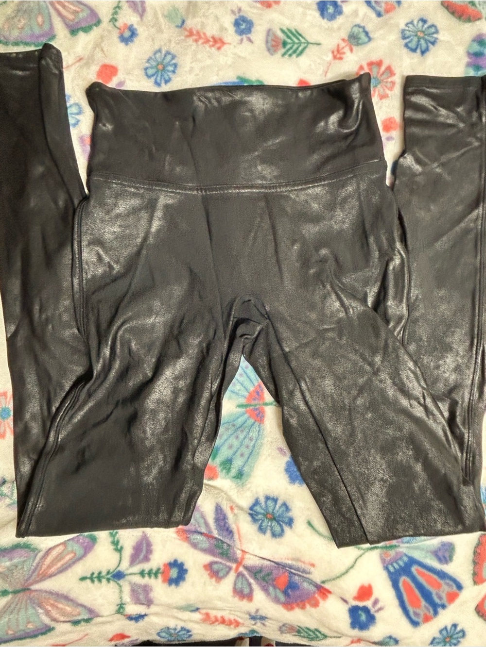 SPANX Black Faux Leather-Look High Waist Leggings
